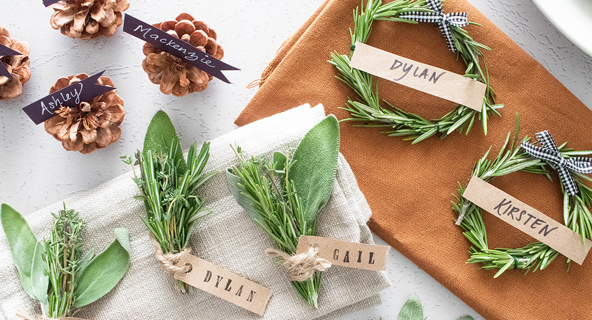 thanksgiving name cards using natural items